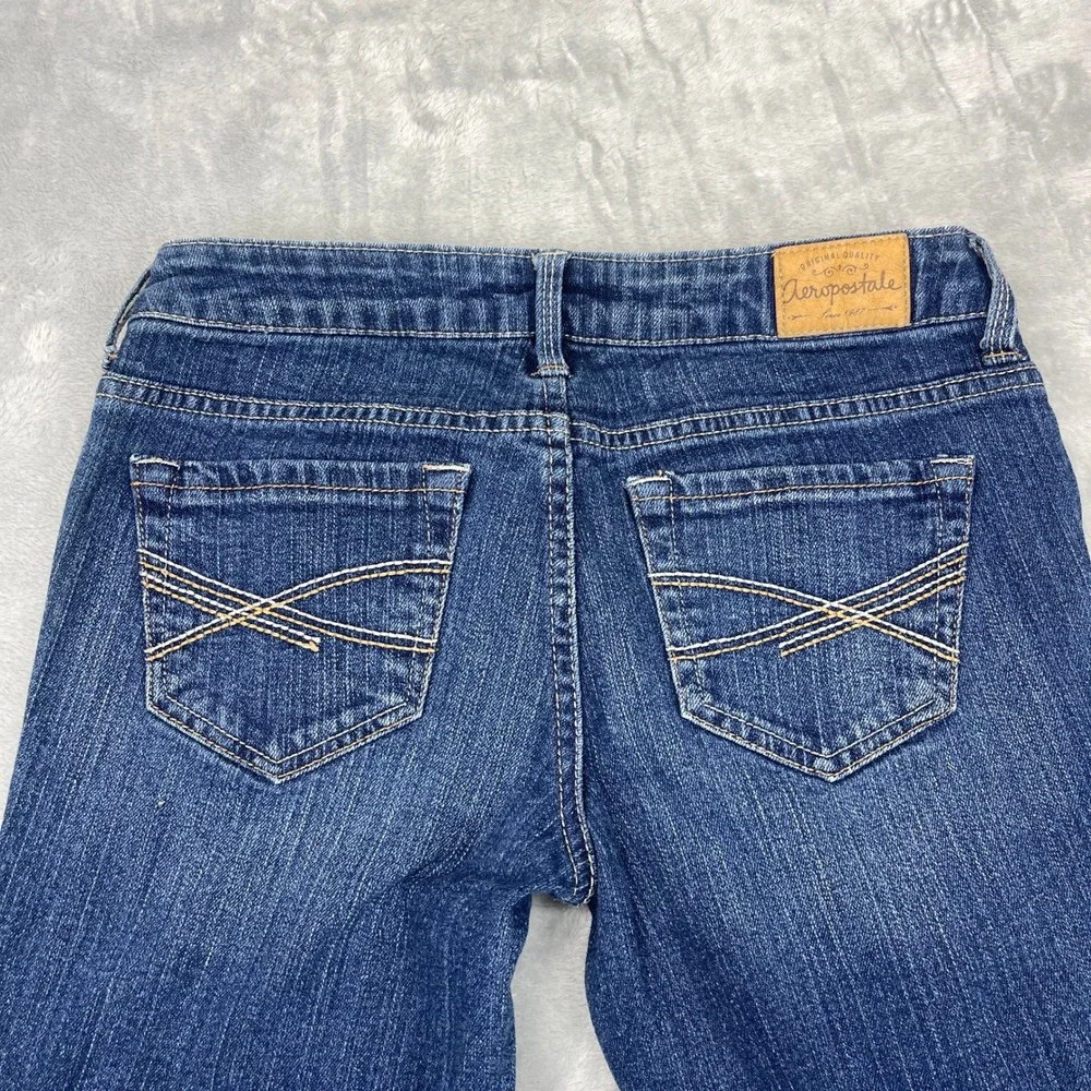 Aeropostale Ashley Ultra Skinny Jeans Womens 1/2‎ Blue Denim Stretch Low Rise